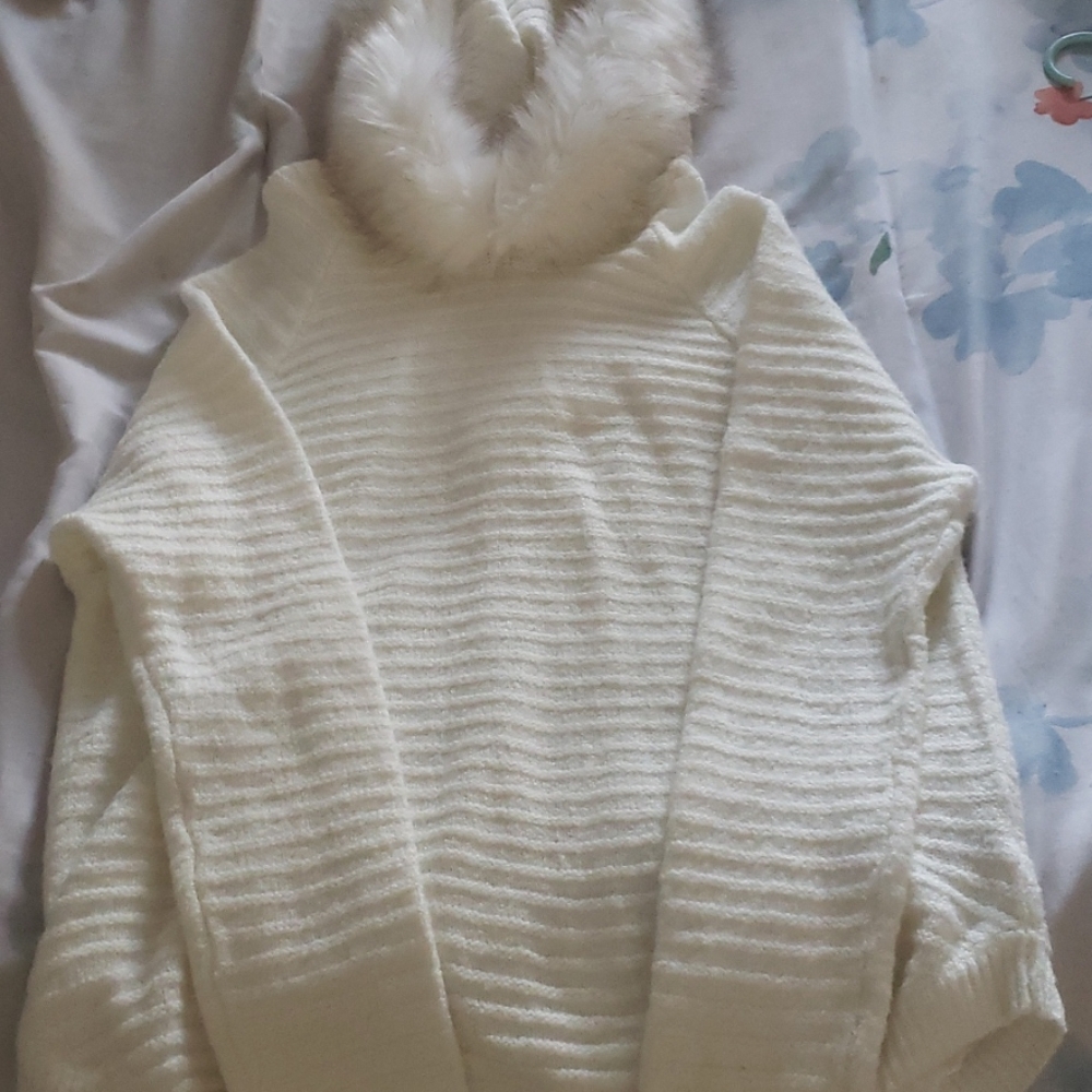 Fuzzy hood sweater